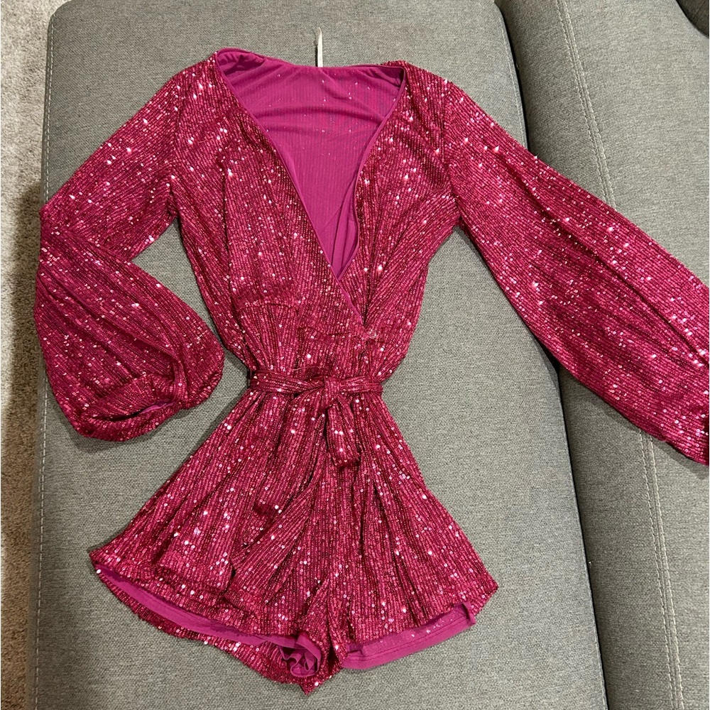 Free people Pink Sequin Romper